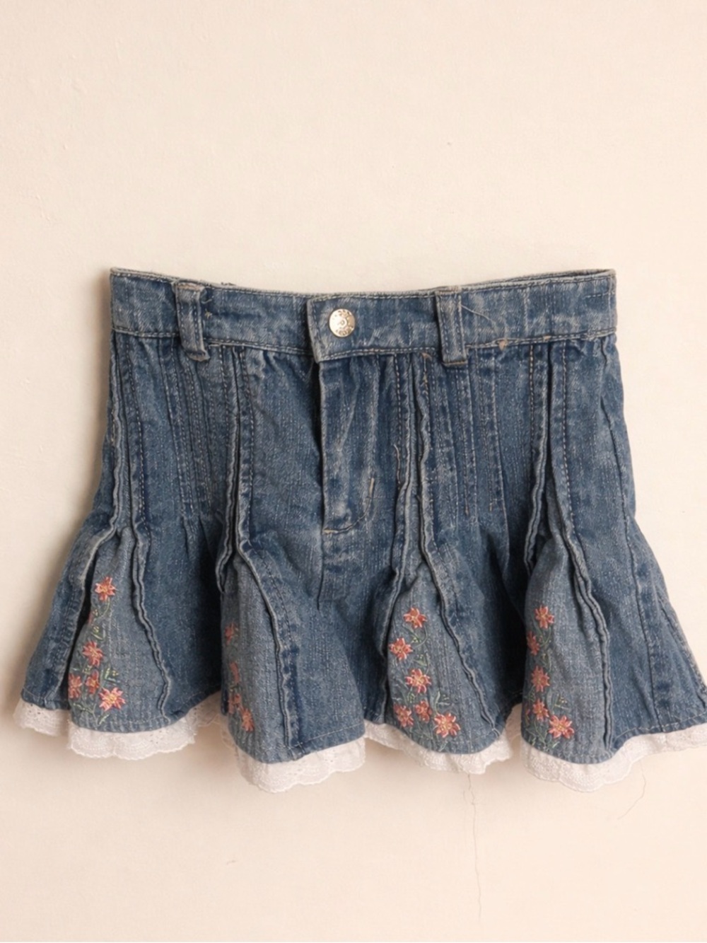 Faded Glory Blue Denim Elastic Waist Skirt